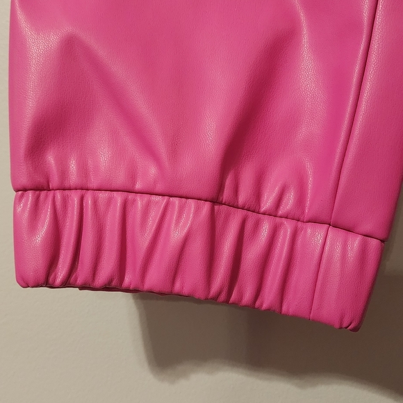 Women's Bubblegum Faux Leather Jogger Pants - Picture 7 of 11